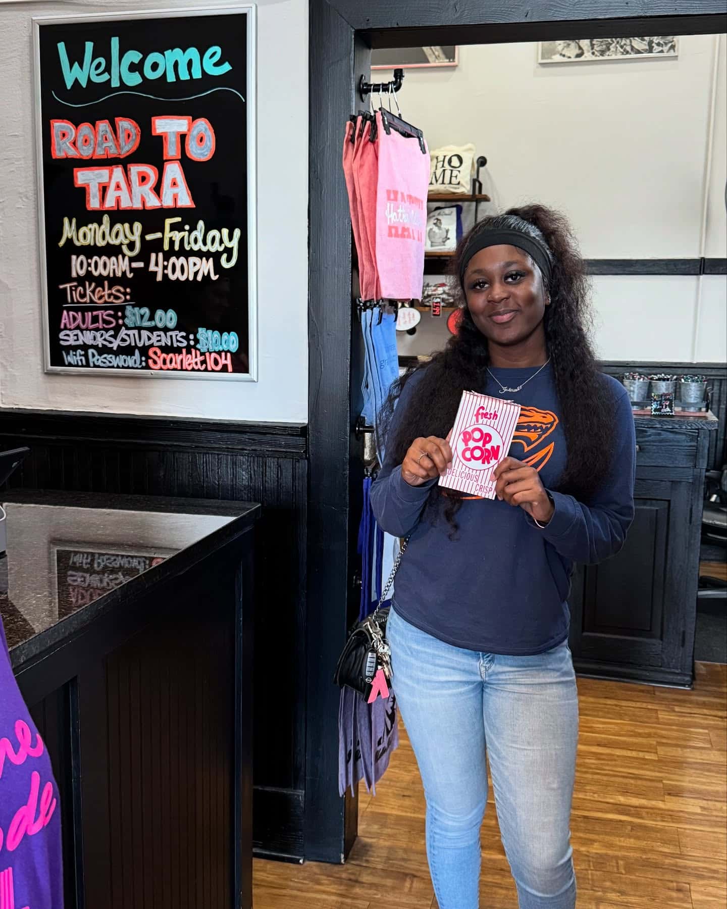 Of course for National Tourism Week, we are giving out free popcorn and goodie bags!
Thank you Kiriah for visiting us in the Clayton County Visitors Center this week!
#nationaltourismweek #nationaltourismday #seeclaytoncountyga #claytoncountyga #jonesboroga #claytonstateuniversity