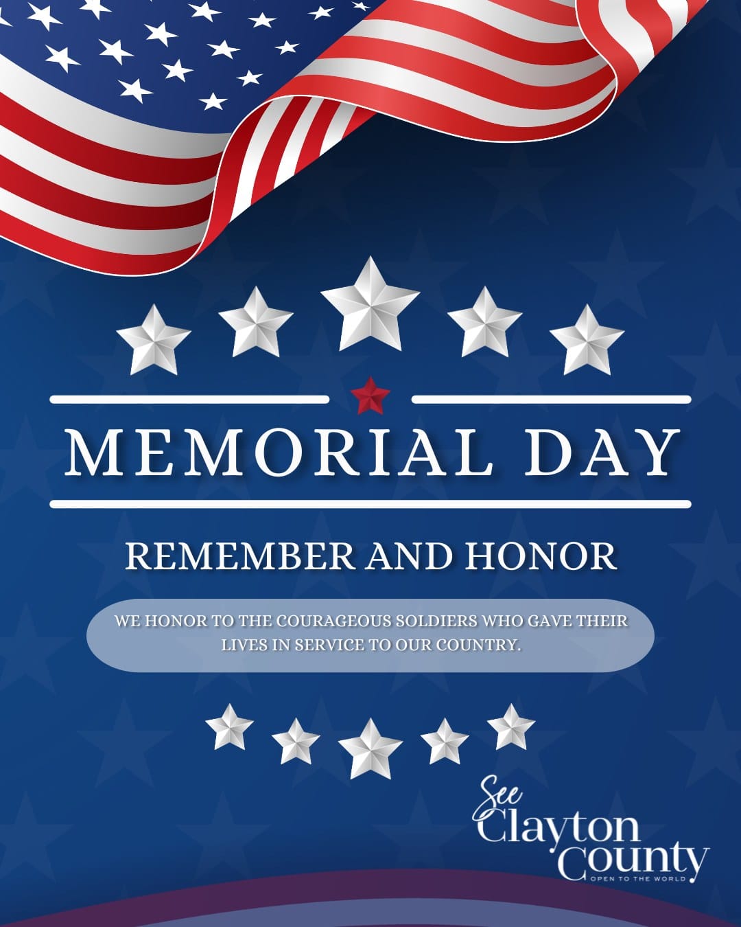 This Memorial Day, we pause to honor the courageous men and women who gave their lives in service to our country.
As you explore the beauty and hospitality of Clayton County, GA, we invite you to take a moment to reflect on the freedoms we enjoy—thanks to their sacrifice.
From all of us at See Clayton County, GA, we remember and give thanks.
#MemorialDay #ClaytonCountyGA #HonorAndRemember #ExploreClaytonCounty #LovejoyGA #ExploreGeorgia #SeeClaytonCountyGa #forestparkga #lakecityga #morrowga #riverdalega #jonesboroga #explorepage #travelblogger #tourism #southsideatl #georgiatravel #GeorgiaTrip