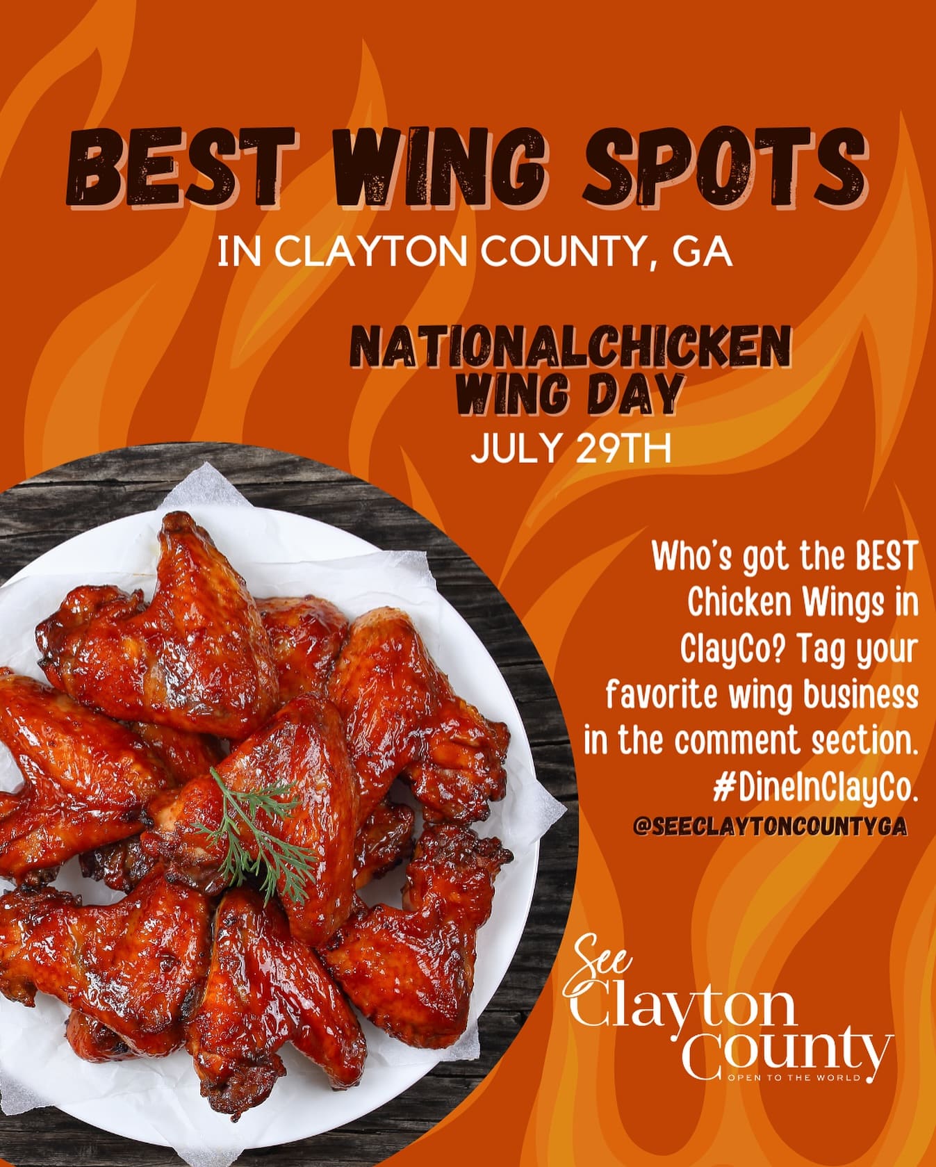 We’ve got a question who’s got the best chicken wings in #ClaytonCountyGA ?
Tag your Go To Wing Spot in the comment section below! Bonus Points if your favorites are local to Clayton County.
#chickenwings #lemonpepperwings #hotwings #dineinclayco #atlantawings #seeclaytoncountyga #claytoncounty #claytoncountyga #forestparkga #jonesboroga #rexga #LovejoyGA #riverdalega #morrowga #lakecityga #travelblogger #travelvlog #exploregeorgia #explorepage #southsideatl #atlantaga