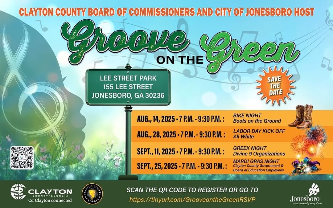 We are excited to be attending to be attending Groove on the Green tomorrow night.
See Clayton County GA will be on site with a professional photographer to capture the moments from the evening for Clayton County’s new Visitors Guide!
#seeclaytoncountyga #GrooveOnTheGreen #JonesboroGA #ClaytonCounty #CommunityVibes ##claytoncountyga #forestparkga #rexga #LovejoyGA #riverdalega #morrowga #lakecityga #travelblogger #travelvlog #exploregeorgia #explorepage #southsideatl #atlantaga #thursday