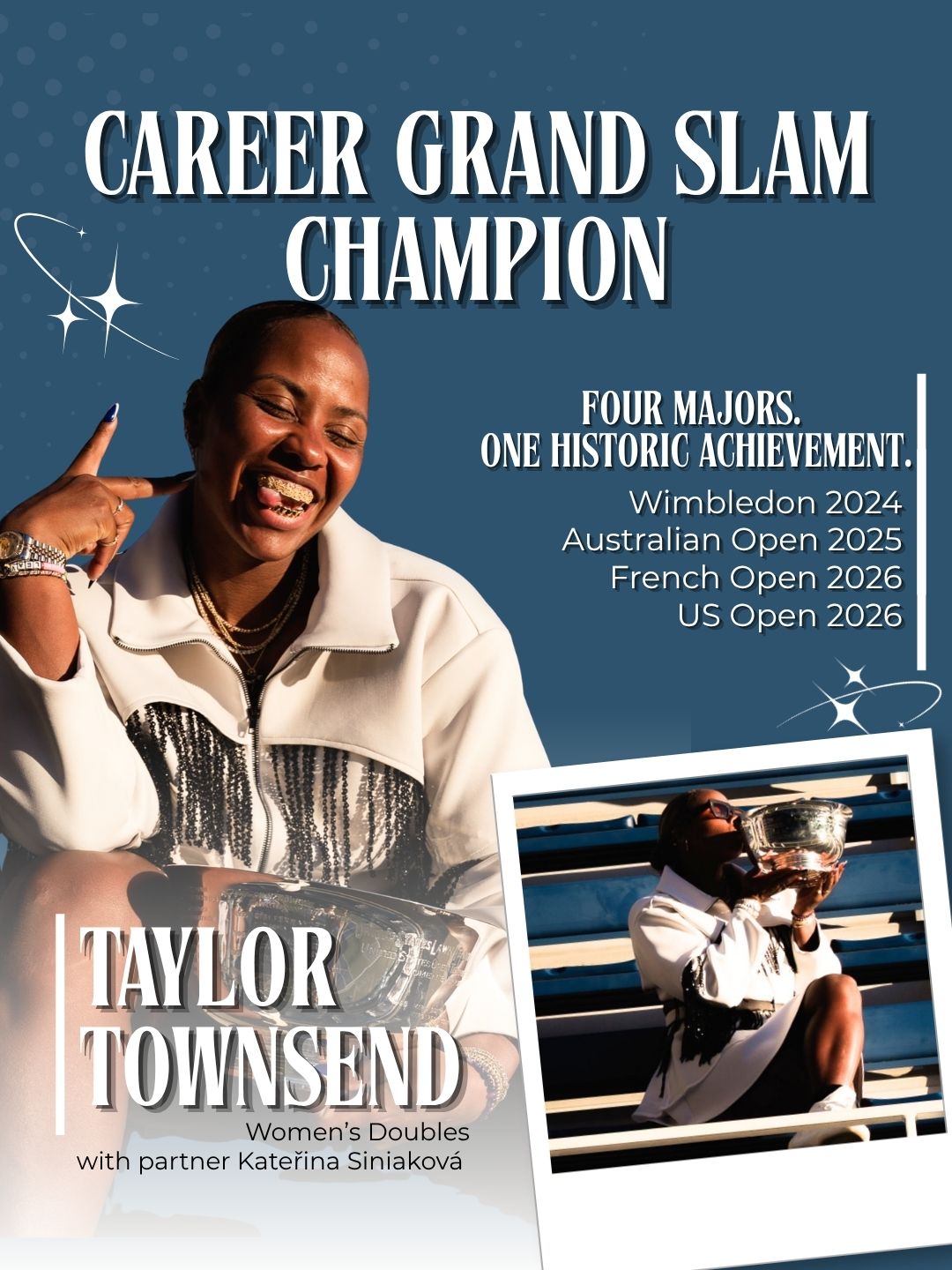 History made. Legacy cemented. Taylor Townsend is officially a Career Grand Slam champion, winning all four major women’s doubles titles alongside Kateřina Siniaková. Clayton County, GA proudly celebrates the champion whose legacy is honored in our community. @tay_taytownsend
#TaylorTownsend #ClaytonCountyGA #OpenToTheWorld #seeclaytoncountyga