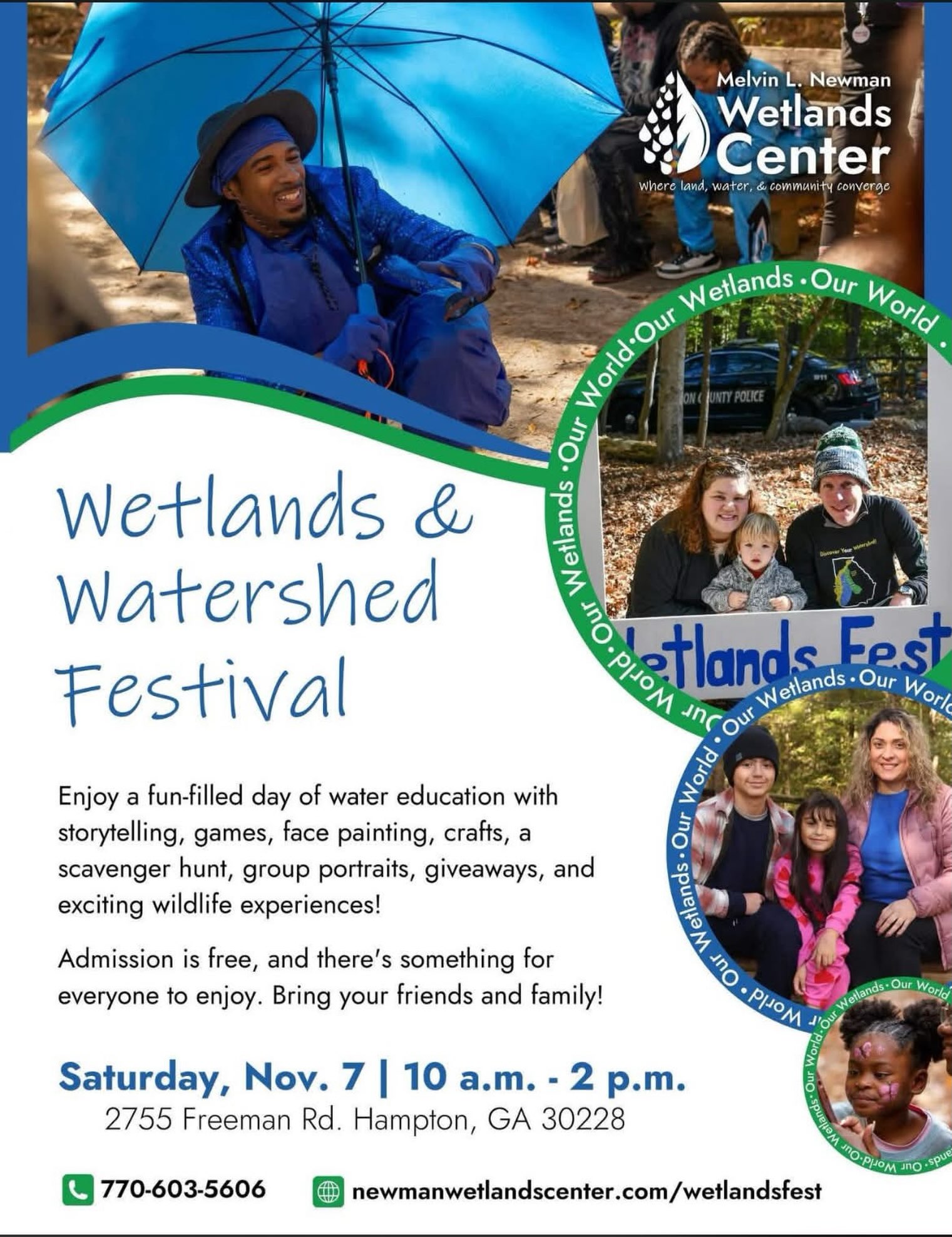 Discover the wonders of nature at the free Wetlands & Watershed Festival! Enjoy wildlife encounters, games, crafts and family fun at Newman Wetlands Center on Saturday, November 7, from 10 a.m.–2 p.m. @newmanwetlandscenter @claytoncountywater .
#SeeClaytonCountyGA #OpenToTheWorld #NewmanWetlandsCenter #WetlandsFestival