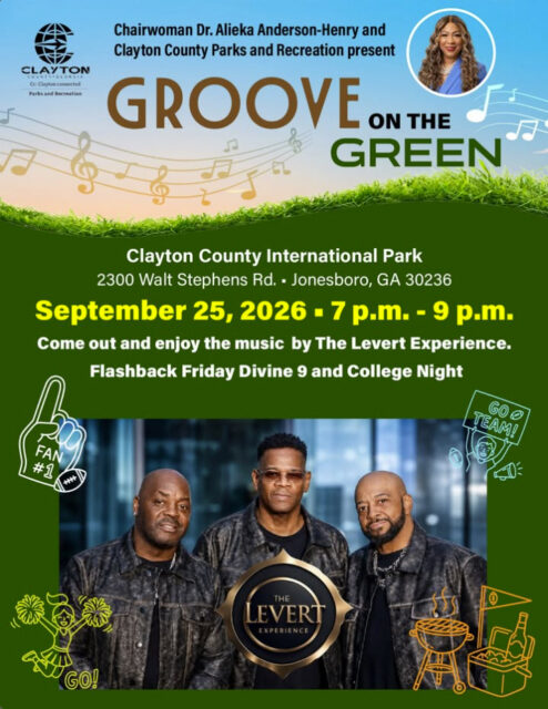 Groove on the Green: Flashback Friday Divine 9 & College Night
Enjoy a FREE evening of live music and outdoor entertainment at Groove on the Green at Clayton County International Park. Visitors are invited to experience The LeVert Experience during a special Flashback Friday Divine 9 & College Night in Jonesboro, GA.
Date: Friday, September 25, 2026
Time: 7–9 p.m.
Admission: FREE
Location: Clayton County International Park
Address: 2300 Walt Stephens Rd., Jonesboro, GA 30236
Entertainment: The LeVert Experience
Theme: Flashback Friday Divine 9 & College Night
Add this free outdoor concert to your Clayton County, GA itinerary and enjoy an evening of live music at one of the county’s signature outdoor destinations.
https://seeclaytoncountyga.com/event/groove-on-the-green-flashback-friday/