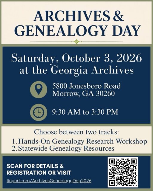 Trace your roots while visiting Clayton County, GA! Explore family history through hands-on research and statewide genealogy resources.
📍 Georgia Archives, 5800 Jonesboro Road, Morrow
📅 Saturday, October 3, 2026
⏰ 9:30 AM–3:30 PM
#GenealogyDay #FamilyHistory #GeorgiaArchives #SeeClaytonCountyGA #OpenToTheWorld
