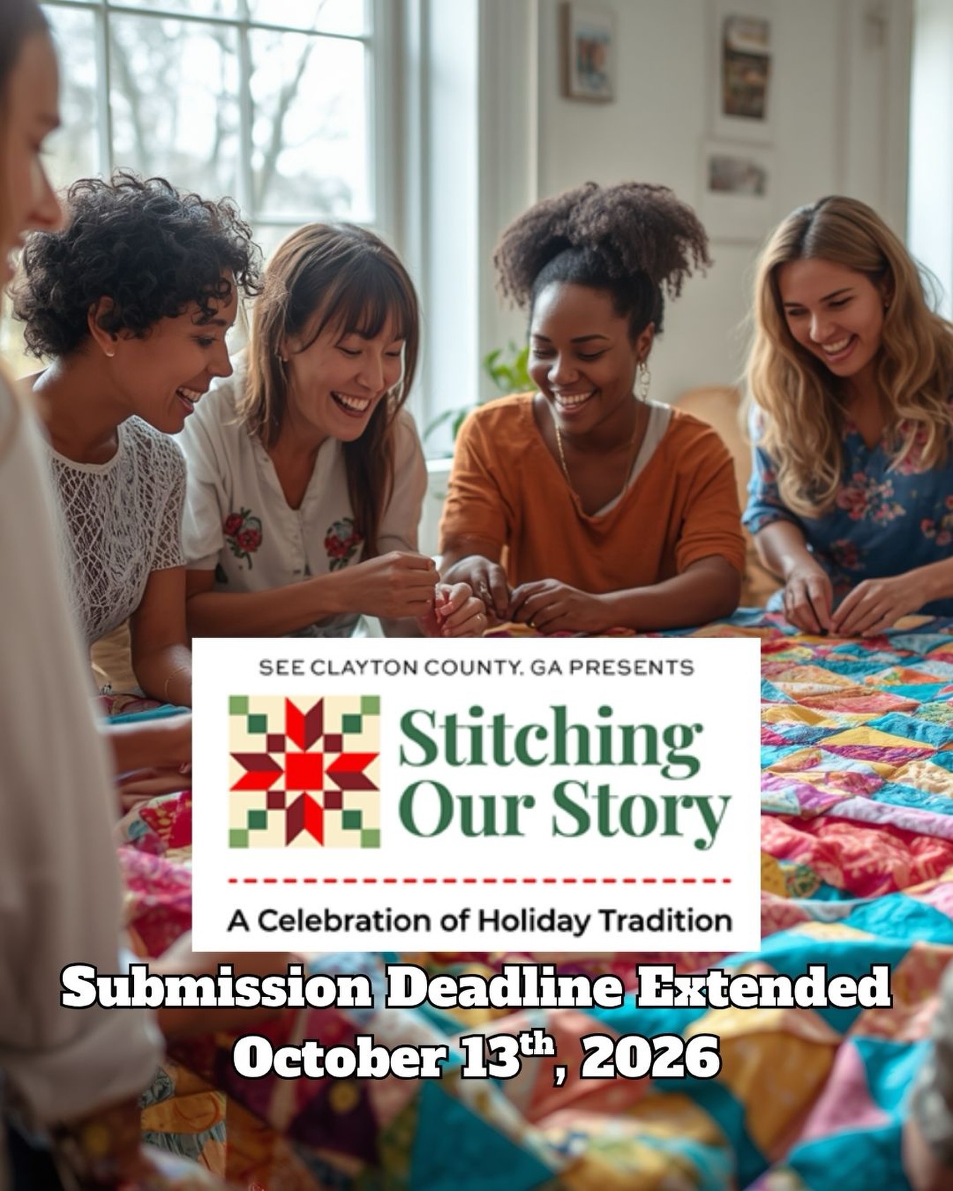 Calling all quilters! The submission deadline for Stitching Our Story: A Celebration of Holiday Tradition has been extended to October 13, 2026.
Share your creativity and holiday traditions through the art of quilting. Submit your quilt for the opportunity to be featured in this year’s holiday exhibition. Comment QUILT for more information.
#StitchingOurStory #QuiltShow #Quilting #SeeClaytonCountyGA #OpenToTheWorld