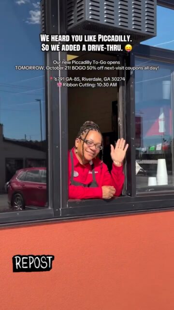 Southern comfort food just got more convenient in Clayton County, GA!
We’re excited to welcome Piccadilly To-Go to Riverdale, opening Wednesday, October 21! Whether you’re exploring the area or passing through, add this new drive-thru dining spot to your itinerary.
📍 6791 GA-85, Riverdale, GA
🎀 Ribbon Cutting: 10:30 AM
#SeeClaytonCountyGA #OpenToTheWorld #RiverdaleGA #PiccadillyToGo