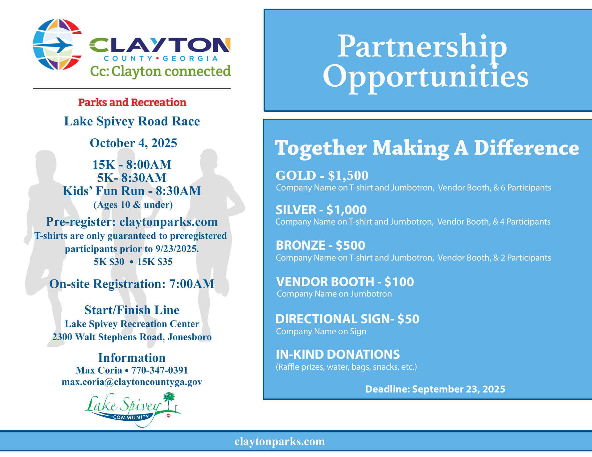 Details on Lake Spivey Road Race in October 2025