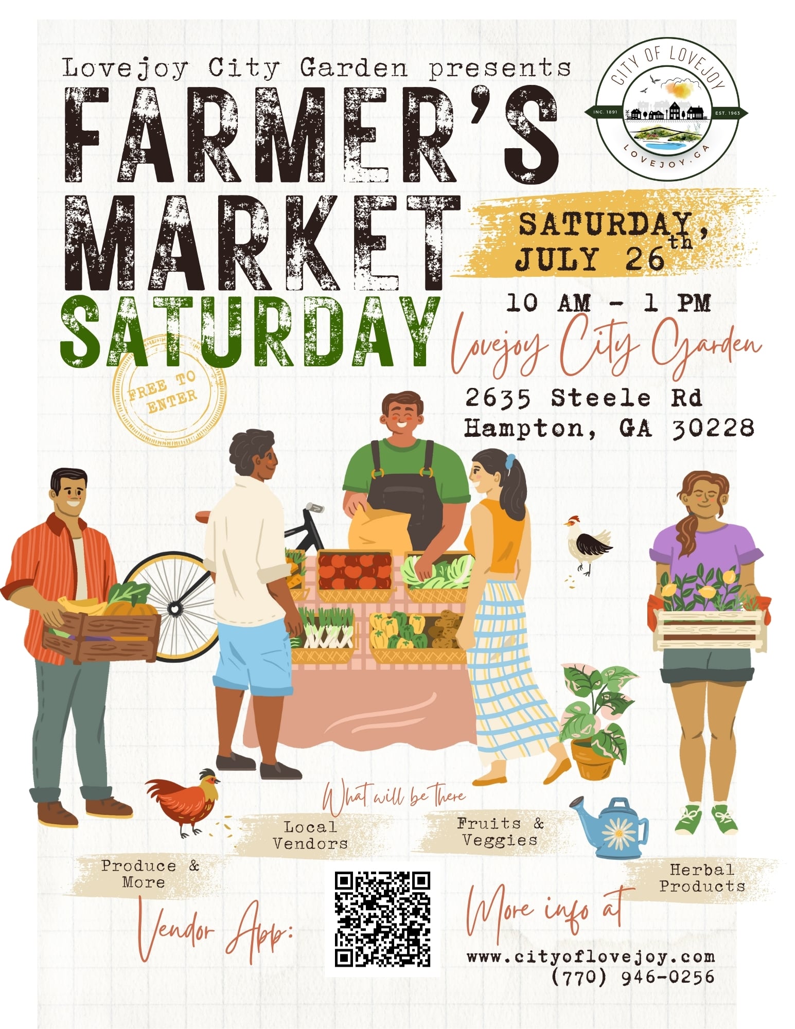 farmers market Saturdays in Lovejoy city garden