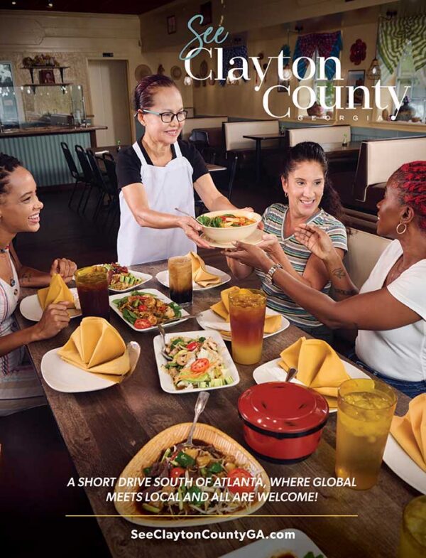 cover of visitors guide with people eating
