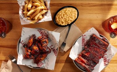 bbq wings and ribs and fries and mac & cheese