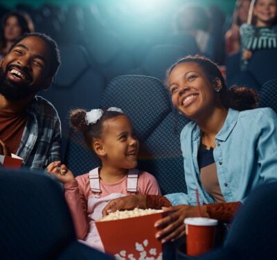 family at movie theater