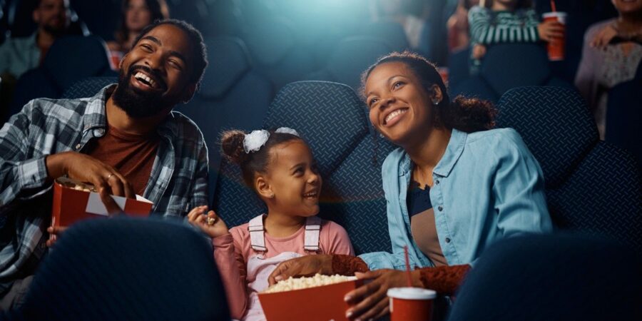 family at movie theater