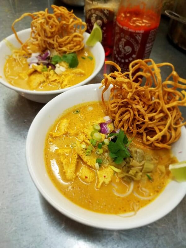chicken dish in yellow curry broth